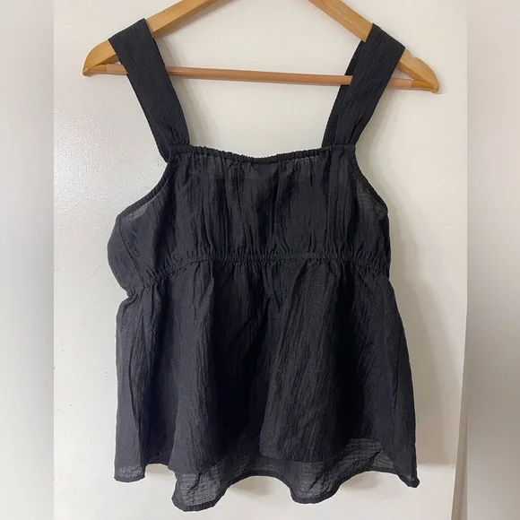 NWT a new day Black Textured Tied Tank Top - Picture 4 of 5